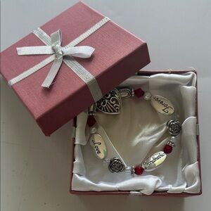 Silver and Red Grandma Love Charm Bracelet in gift box